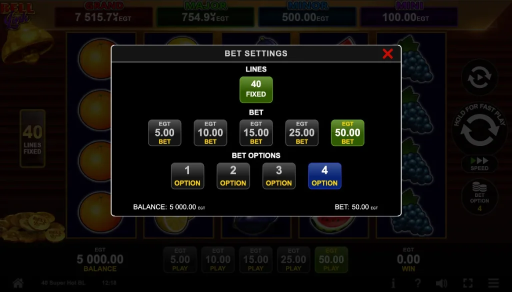 40 Super Hot Bell Link slot settings bet