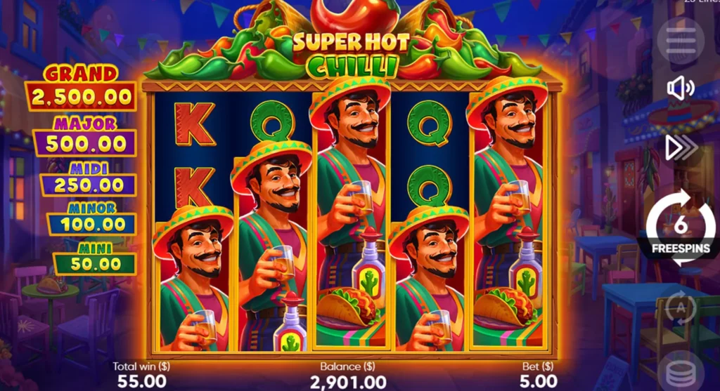 3Oaks Super Hot Chilli slot featuring hot peppers and classic fruit icons
